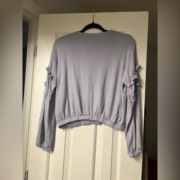 Don't Ask Why Ruffle lilac long sleeve sweater with elastic waistline - Picture 4 of 6